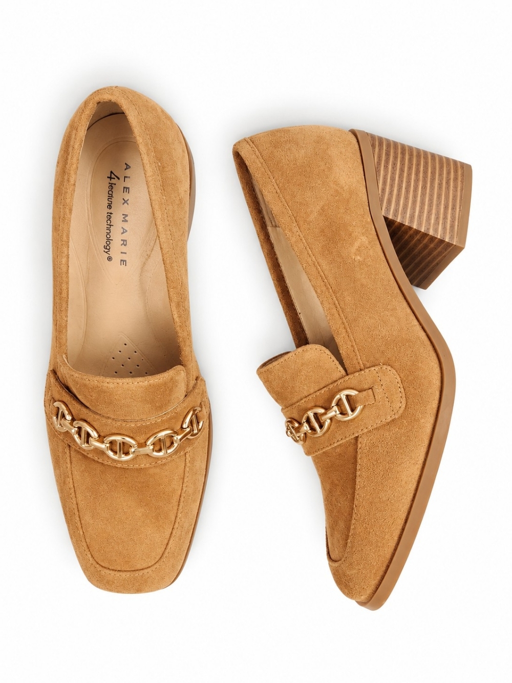 Alex Marie Size 8 Brown Suede Chain Detail Block Heels